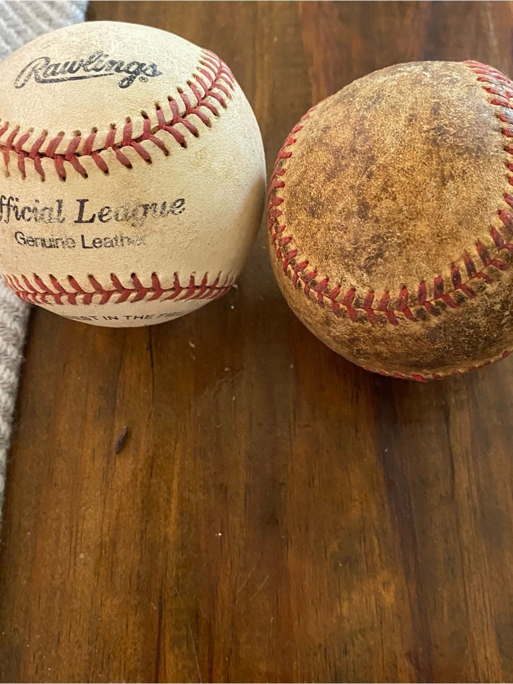 Lot of 2 Vintage Rawlings Baseballs with Red Stitching